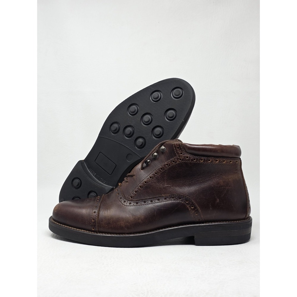 Johnson & Murphy Mens Size 7.5 Brown Leather Laces Dress Boots Made In Italy